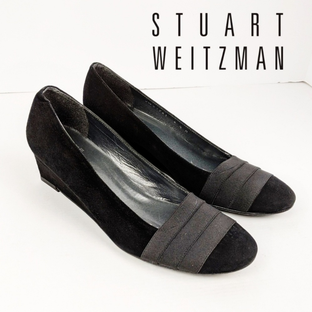 Stuart Weitzman Choked-up Suede Wedge Pump 6.5